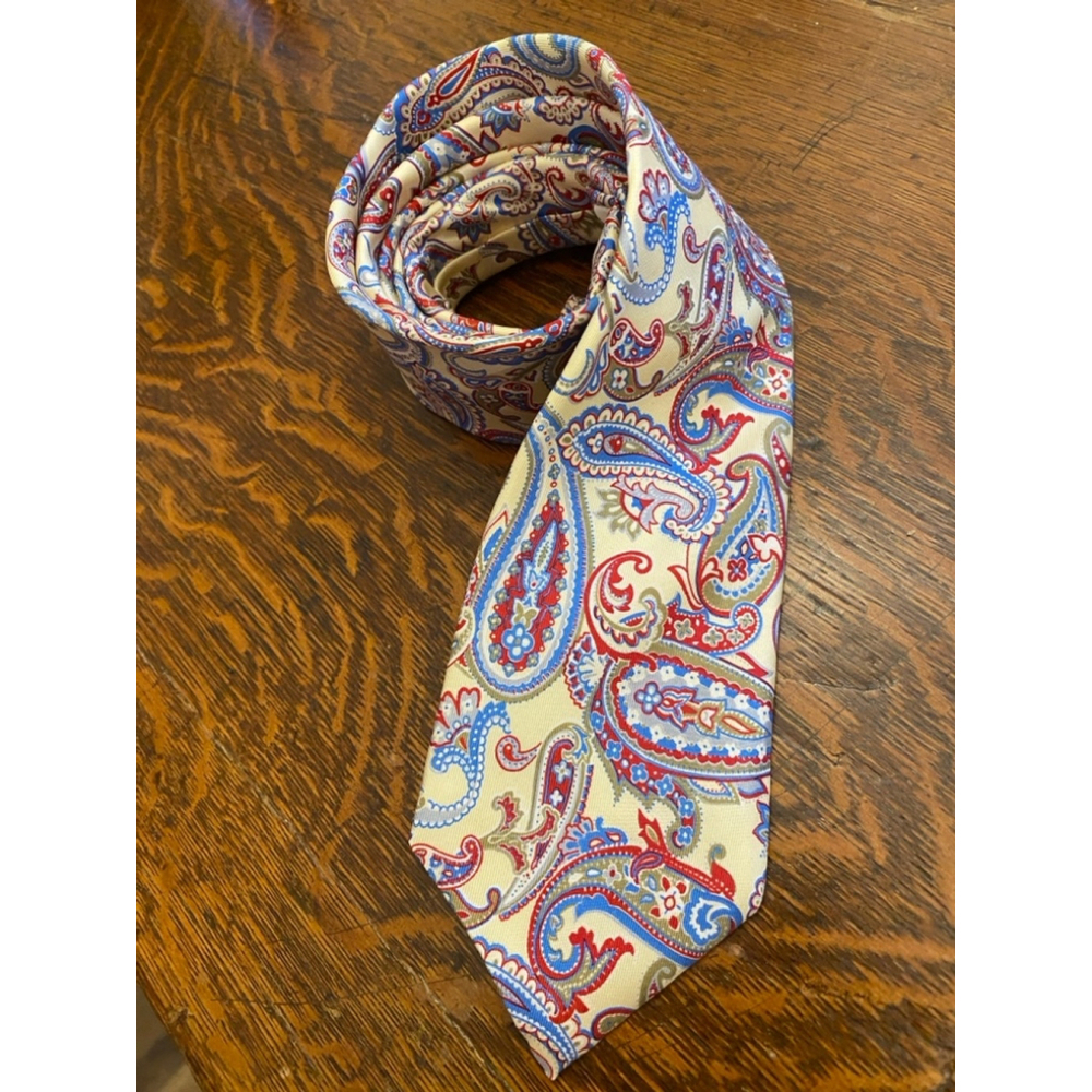 Men's Alberto Zerra Tie, One Size, Cream, Pink & Blue Paisley